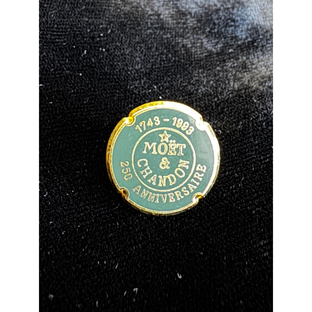 Vintage Moet & Chandon 250th Anniversary Pin 1743-1993 Green Gold Enamel